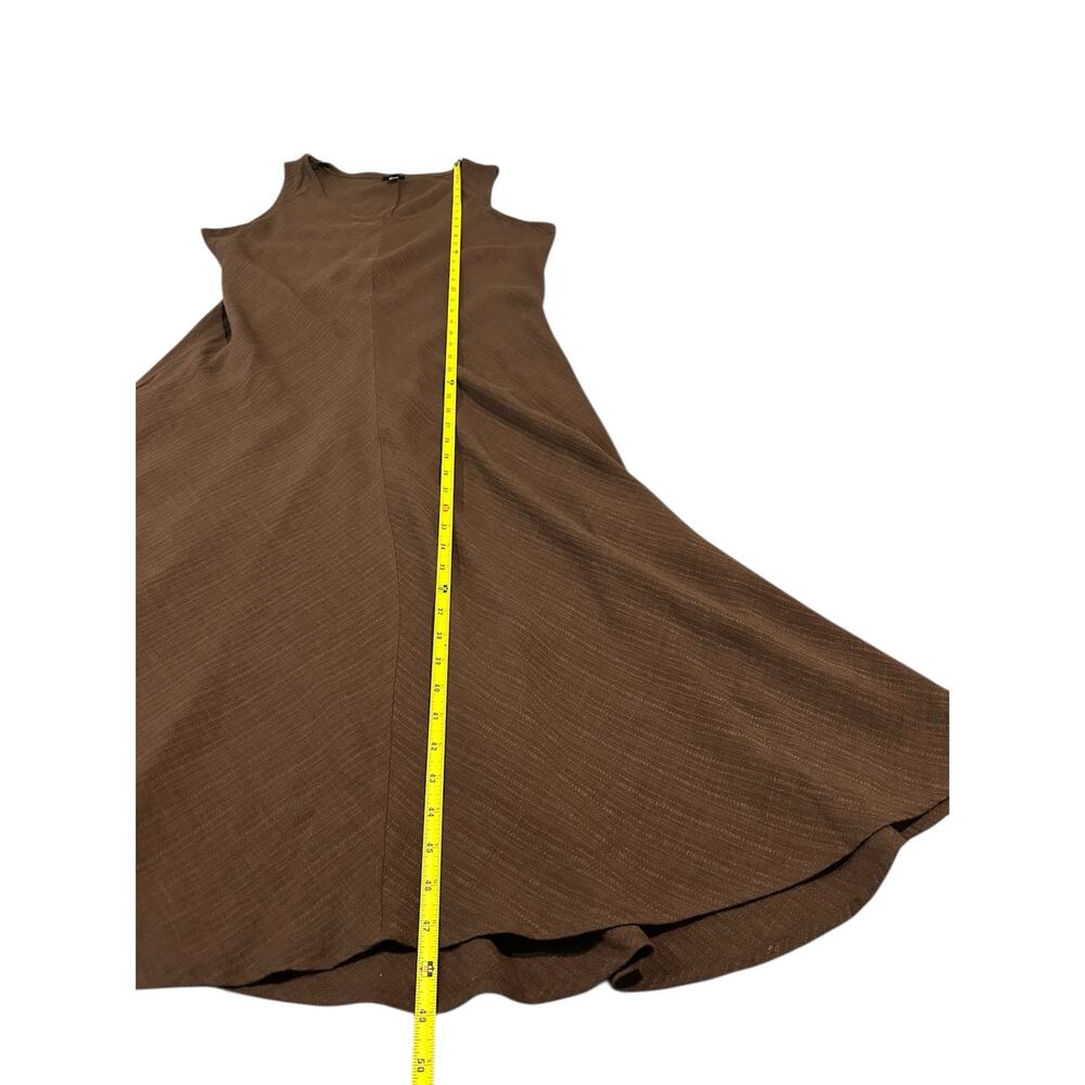 EILEEN FISHER Brown Linen Blend Sleeveless Midi A-Line Dress Size M Minimalist - Picture 8 of 8